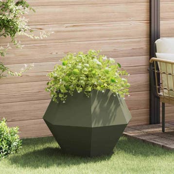 vidaXL Plantenbak Olijfgroen 75 x 75 x 60 cm Staal, Verzenden, Nieuw