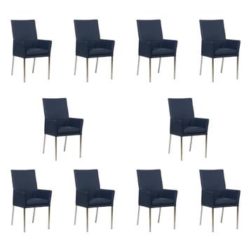 Set van 10 Leren eetkamerstoelen Royal - Toledo Kobalt, Ophalen of Verzenden