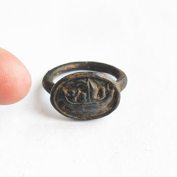 Dvaravati, Mon-Khmer Koninkrijk Brons Ring met koninklijke