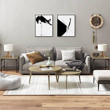 vidaXL Bijzettafels 2 st 40x40x35 cm bewerkt hout sonoma, Verzenden, Nieuw