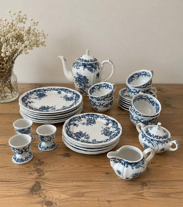 Villeroy & Boch - Theeservies - Valeria Blue - Porselein, Antiek en Kunst, Antiek | Meubels | Tafels
