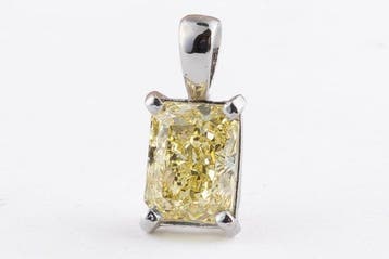 Hanger - 14 karaat Witgoud - 2.04ct. tw. Geel Diamant (Fancy