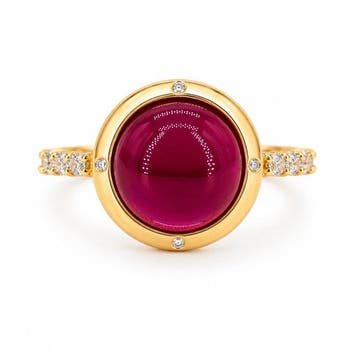 Zonder minimumprijs - Ring Verguld Robijn - Diamant - 18k, Nieuw