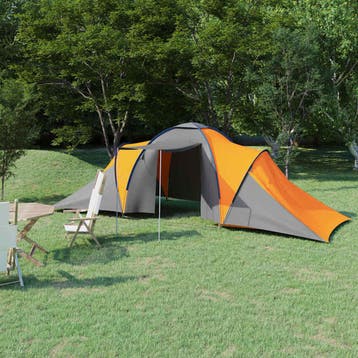 vidaXL Tent 6-persoons grijs en oranje, Verzenden, Nieuw