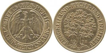 Duitsland 5 Reichsmark 1932 E Eichbaum vorzueglich 33132e..., Verzenden