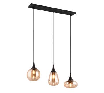 Trio LUMINA hanglamp | E14 Fitting | mat zwart met amber | 6, Verzenden