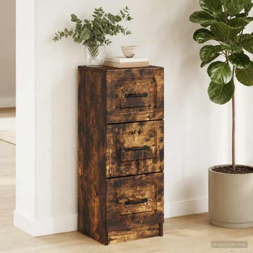 vidaXL Ladekast Gerookt eiken 33 x 34,5 x 87 cm Bewerkt hout, Verzenden