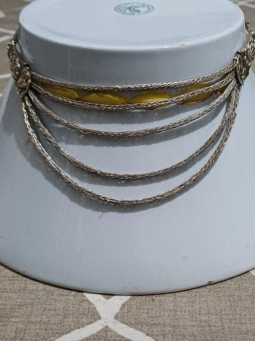Zilver - Choker halsketting - Ketting India, vintage, Antiquités & Art, Art | Art non-occidental