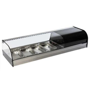 Tapasvitrine | RVS/Zwart | 4x 1/3 GN | +1°C/+5°C | Statisch, Verzenden