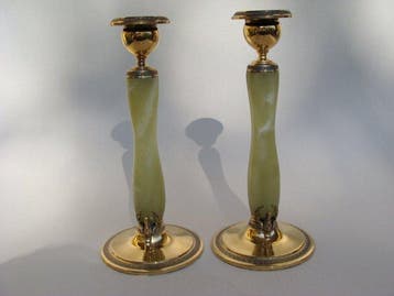 Wolfers Frères - Kandelaar (2) - Vermeil sterlingzilver en