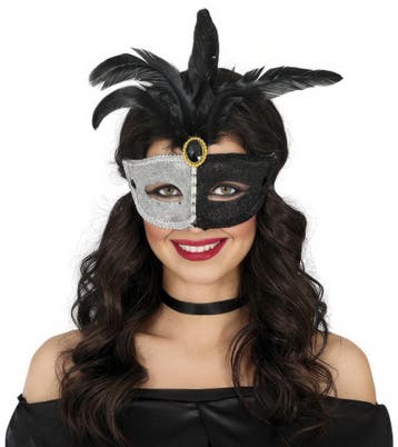 Venetiaans Oogmasker Zwart Zilver, Verzenden, Nieuw