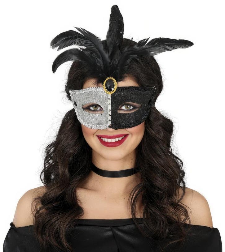 Venetiaans Oogmasker Zwart Zilver, Hobby en Vrije tijd, Feestartikelen, Nieuw, Verzenden