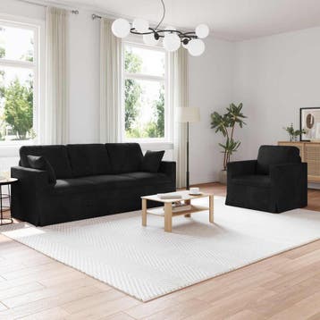 vidaXL bank / zetelstel 2 st Zwart Fluweel, Verzenden