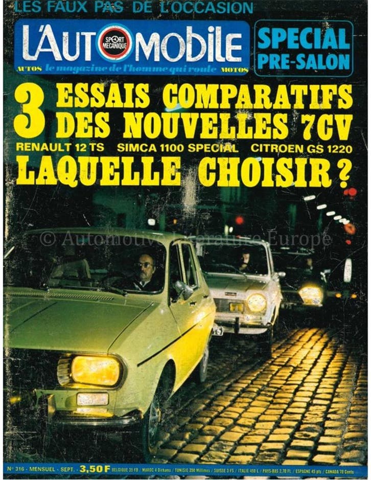 1972 LAUTOMOBILE MAGAZINE 316 FRANS, Livres, Autos | Brochures & Magazines
