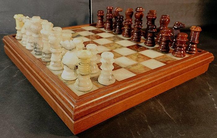 Chiellini - Schaakspel - marmer, hout, Antiek en Kunst, Curiosa en Brocante