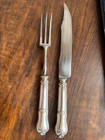 Houtwerkset (2) Art Nouveau - Zilver met Minerve-keurmerk