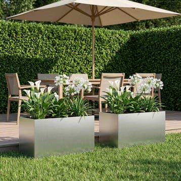 vidaXL Plantenbak 2 st zilver 100 x 50 x 50 cm, Verzenden