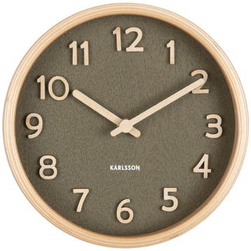 Table clock Pure wood grain moss green, Huis en Inrichting, Verzenden, Nieuw