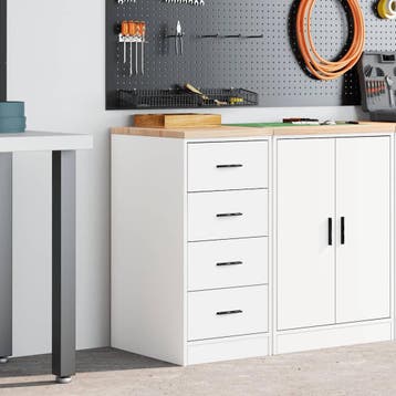 vidaXL Garagekast 40x51x85 cm massief grenenhout wit, Verzenden
