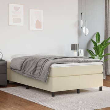 vidaXL Boxspring met matras kunstleer crèmekleurig 120x200, Verzenden