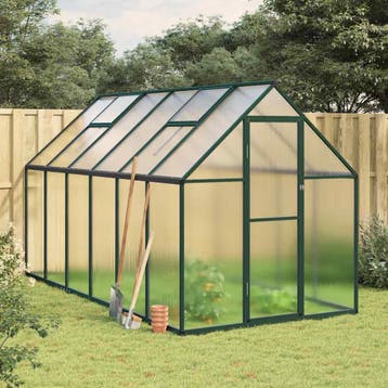 vidaXL Tuinkas met basisframe 334x169x195 cm aluminium groen, Verzenden