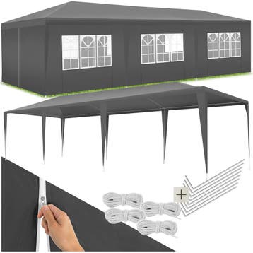 Paviljoen Miramas met 8 zijpanelen, waterdicht, 9x3m - grijs, Verzenden, Nieuw