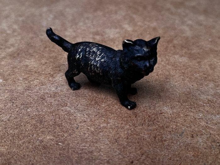 GESCHÜTZT - sculptuur, Chat - 4.5 cm - Brons, Antiek en Kunst, Antiek | Keramiek en Aardewerk