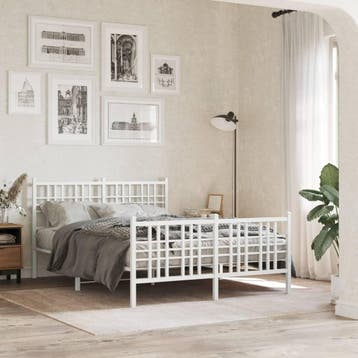vidaXL Bedframe met hoofd- en voeteneinde metaal wit 140x200, Huis en Inrichting, Verzenden, Nieuw