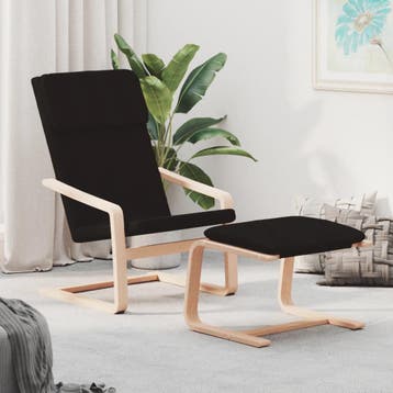 vidaXL Relaxstoel met voetenbank stof zwart, Verzenden, Nieuw