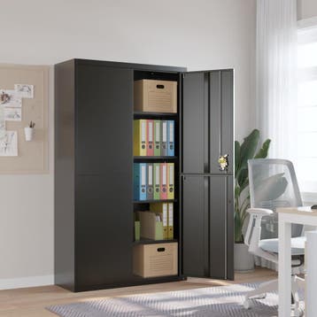 vidaXL Archiefkast 105x40x180 cm staal zwart, Huis en Inrichting, Kasten | Overige, Verzenden, Nieuw