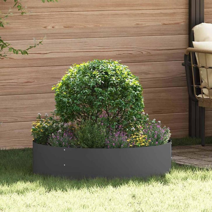 vidaXL Plantenring Zwart 80 x 80 x 20 cm Koudgewalst staal, Tuin en Terras, Bloempotten, Nieuw, Verzenden