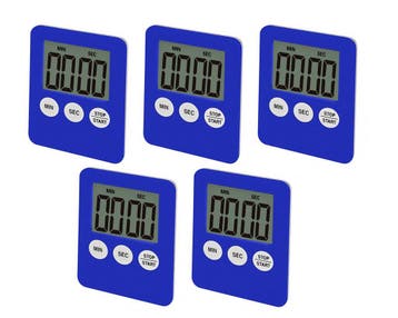 Set van 5 digitale timers, alarmklokken, blauw, Doe-het-zelf en Bouw, Verzenden, Nieuw