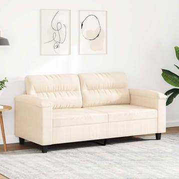 vidaXL Tweezitsbank / zetel 140 cm microvezelstof beige, Verzenden