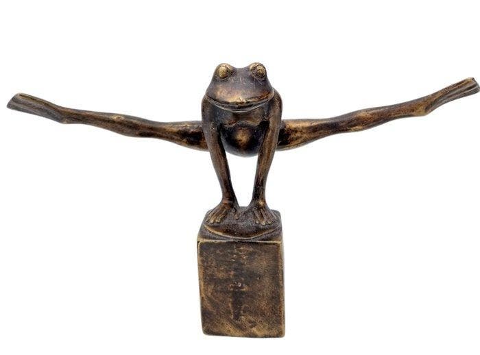 Beeldje - Jumping frog - Brons, Antiek en Kunst, Curiosa en Brocante