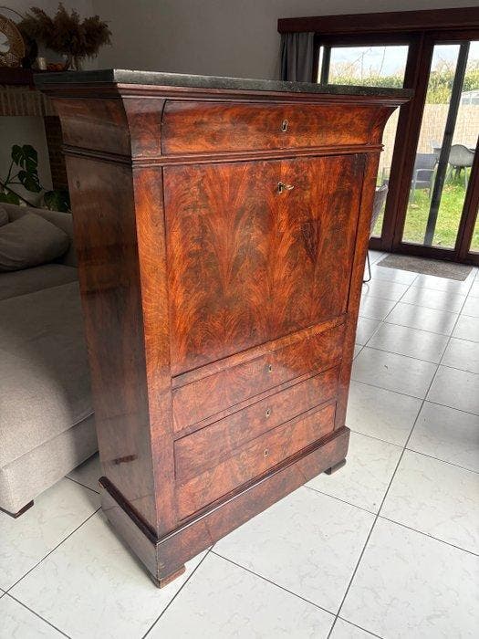 Secrétaire - Acajou - 19e siècle - Marbre, Antiquités & Art, Antiquités | Autres Antiquités