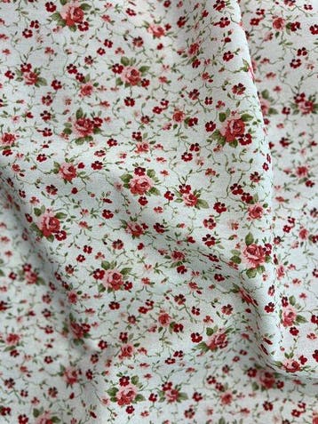 Rustieke meubelstof - rode rozen - Textiel - 280 cm - 250 cm