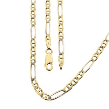 Bicolor gouden Figaro/Marine schakelketting, Handtassen en Accessoires, Kettingen, Ophalen of Verzenden, Gebruikt, Goud, Goud