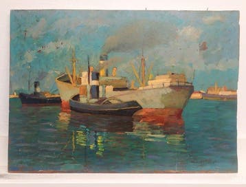 Nello Giovannelli (1922-1986) - Il porto di Livorno
