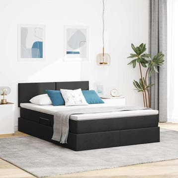 vidaXL Opbergbed met matras met hoofdeinde Zwart 140 x 190, Verzenden