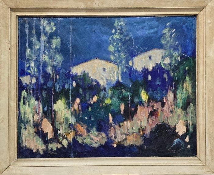 École fauve française (XX) - Maisons dans la nuit, Antiek en Kunst, Kunst | Schilderijen | Klassiek