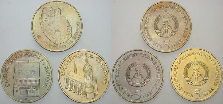 3 x 5 Mark 1983 A Gedenkmunten duitse Demokratische Republik, Postzegels en Munten, Munten | Amerika, Verzenden