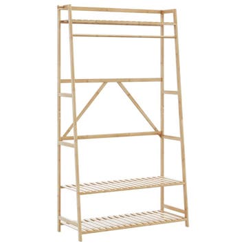 vidaXL Kledingrek met schappen 110x40x180 cm bamboe, Huis en Inrichting, Verzenden, Nieuw