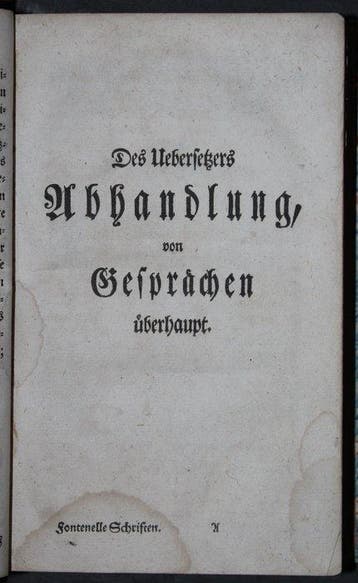 Bernhards von Fontenelle - Auserlesene Schriften nämlich von