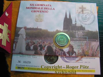 Vatikan 2 Euro 2005 Koelner Dom im offiziellen Numisbrief, Verzenden