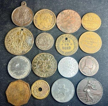 België, Frankrijk. Lot de 16 jetons anciens et monnaies de