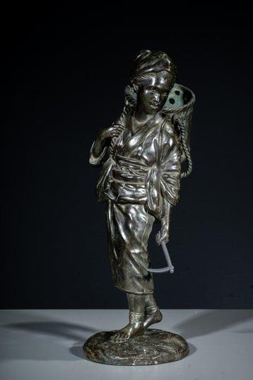 Brons - Signed Seiya saku  - Een bronzen okimono van, Antiek en Kunst