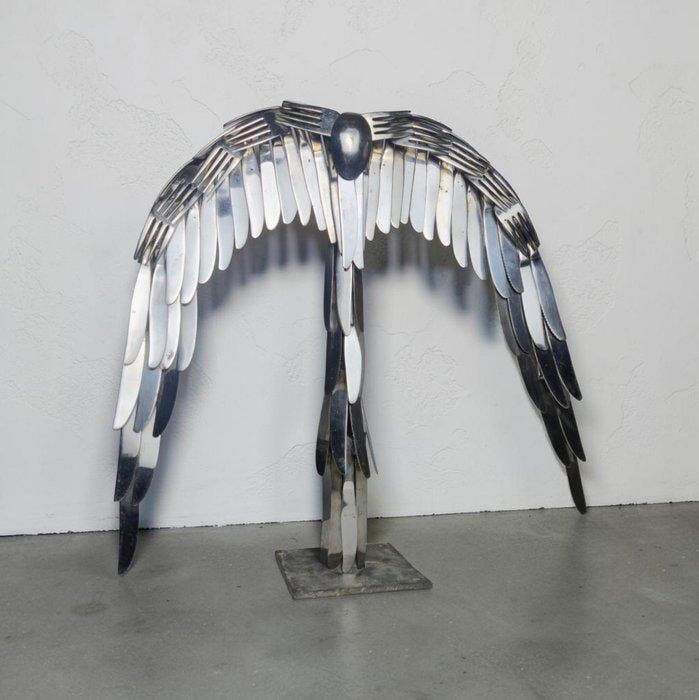 Beeld, Industriële Adelaar / Vogel in Bestek - Handmade - 52, Antiek en Kunst, Kunst | Designobjecten