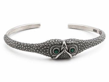 Zonder minimumprijs - Armband Zilver - Uil Manchetarmband