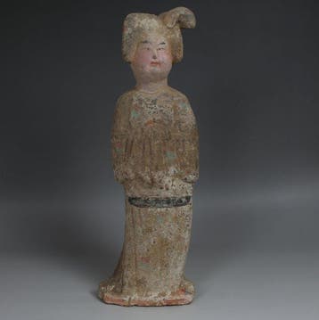Oud Chinees, Tang-dynastie Aardewerk Statuet van een Dikke, Collections