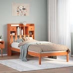 vidaXL Bed met boekenkast zonder matras grenenhout wasbruin, Verzenden, Nieuw